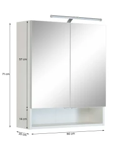 RiccaBadezimmer : Wandschrank, Badezimmerschrank, Spiegelschrank, Waschbeckenunterschrank - weiß