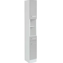 RiccaBadezimmer : Wandschrank, Badezimmerschrank, Spiegelschrank, Waschbeckenunterschrank, Säulenschrank - grau