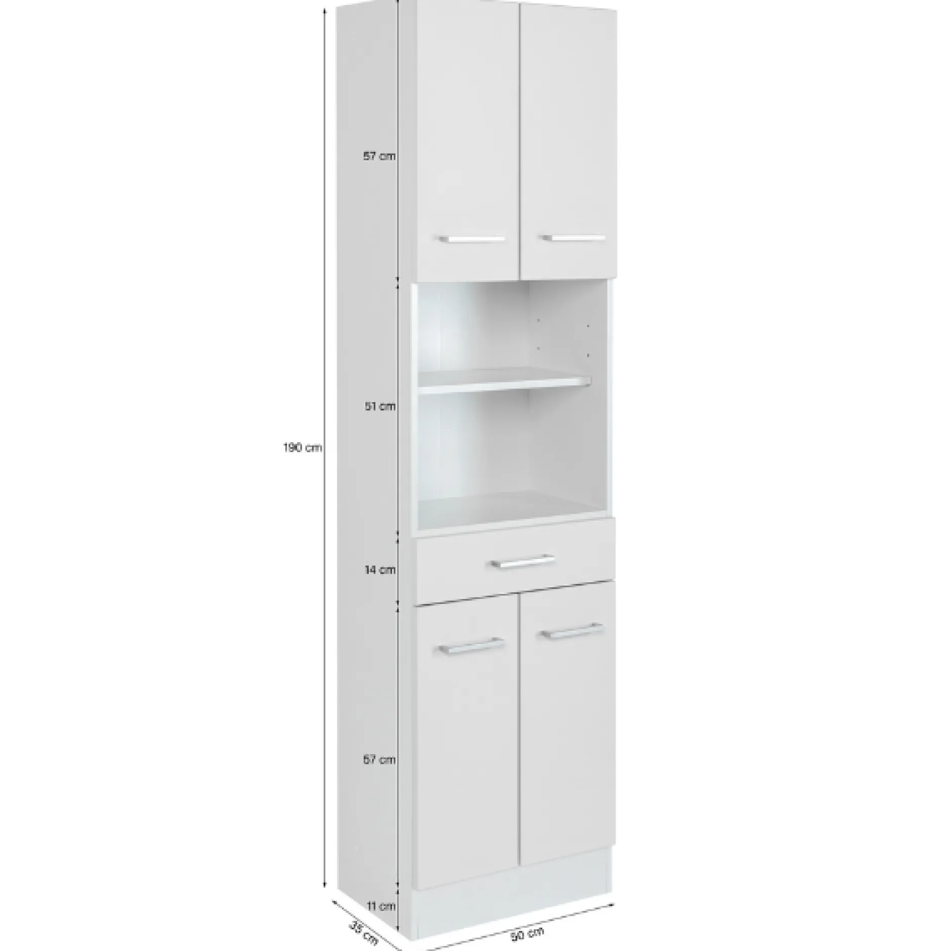 RiccaBadezimmer : Wandschrank, Badezimmerschrank, Spiegelschrank, Waschbeckenunterschrank, Säulenschrank - grau