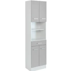 RiccaBadezimmer : Wandschrank, Badezimmerschrank, Spiegelschrank, Waschbeckenunterschrank, Säulenschrank - grau