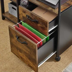Rollbarer Büro-Aktenschrank mit Rädern, 2 Schubladen, 50kg