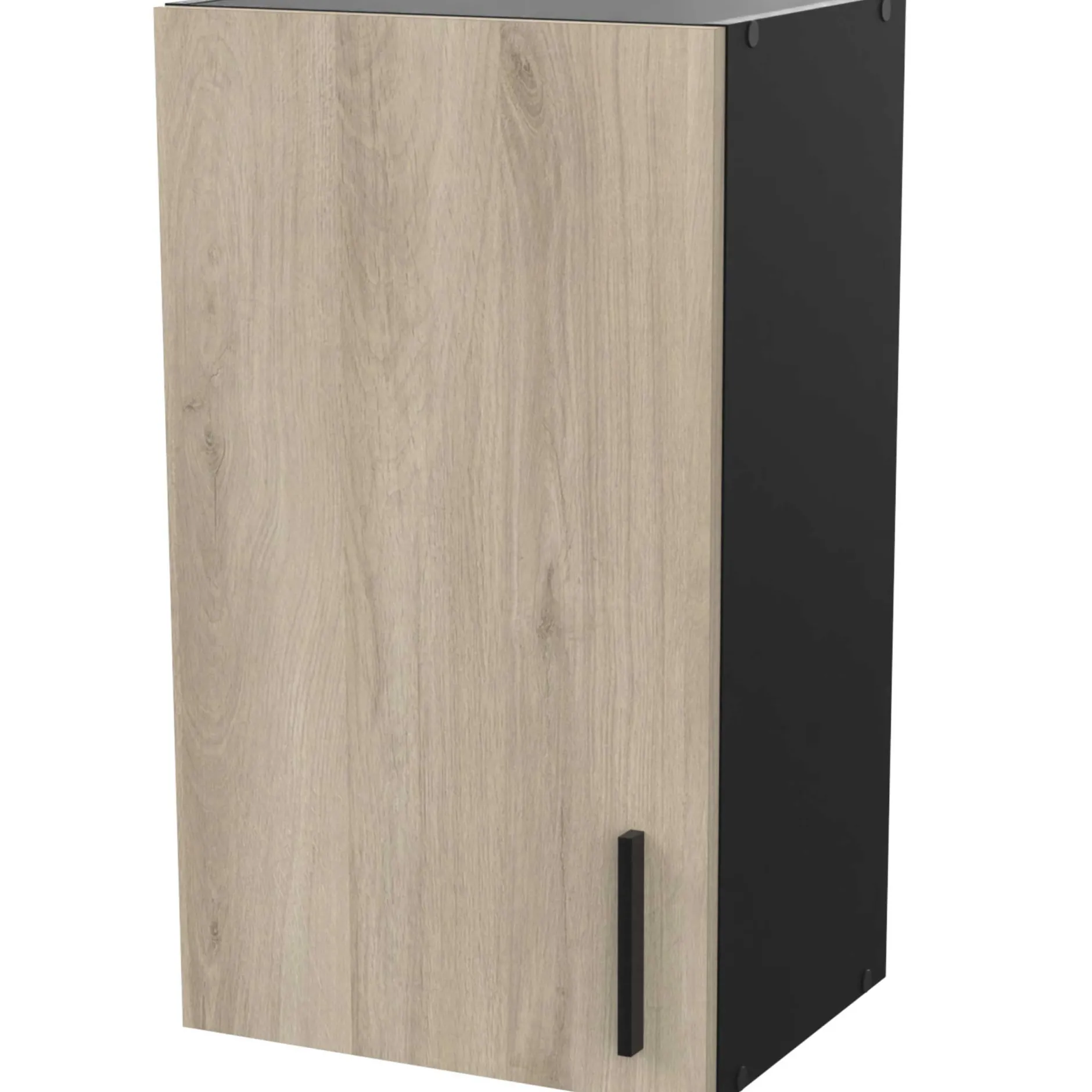 Romanie 40 cm Kleiderschrank 1 Drehtür und 1 Einlegeboden Kronberg Eiche/Mattschwarz