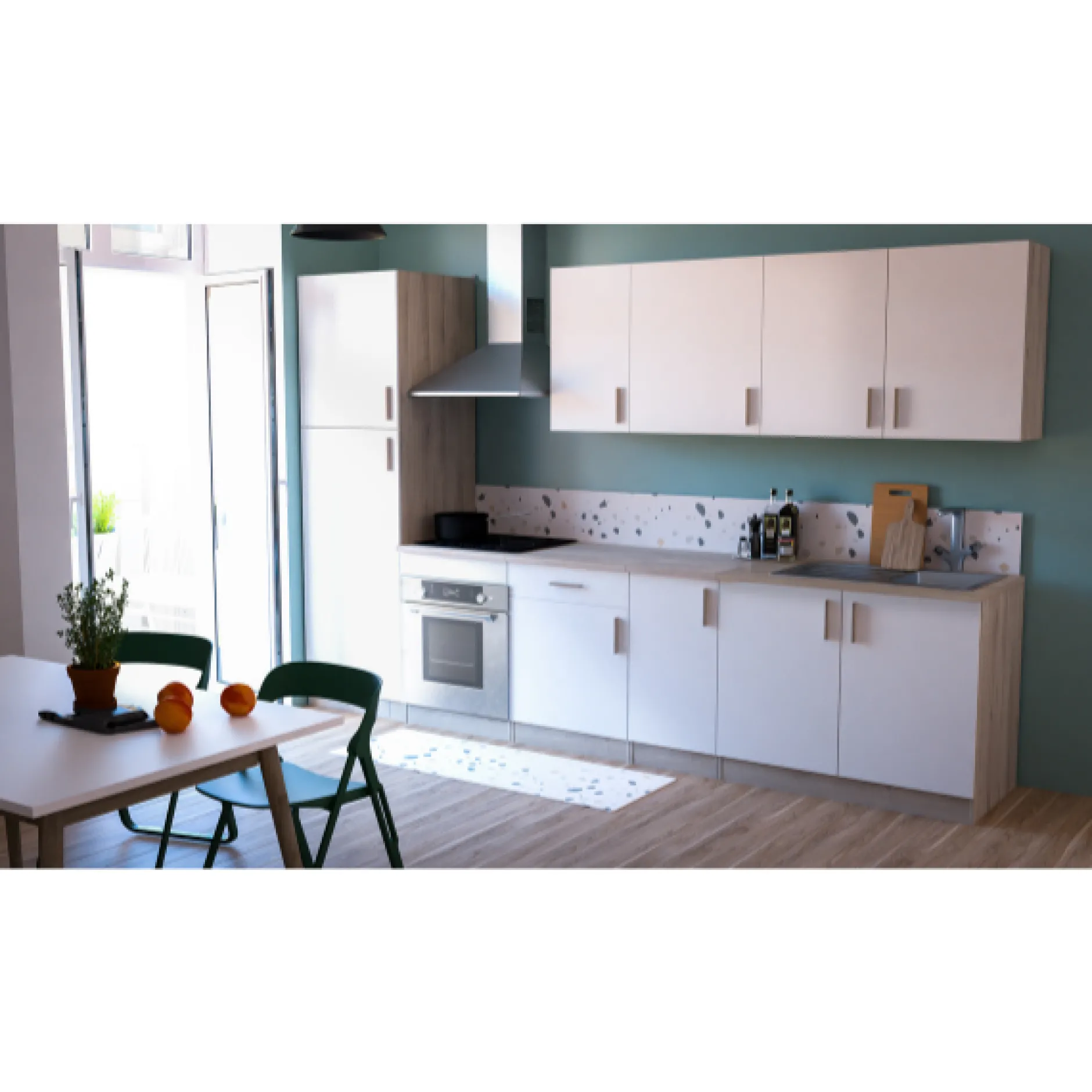 Romanie 40 cm Kleiderschrank 1 Drehtür und 1 Einlegeboden Kronberg Eiche/Mattweiß
