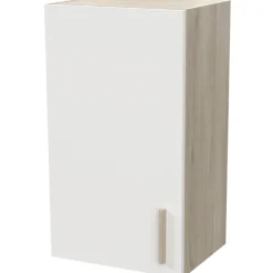 Romanie 40 cm Kleiderschrank 1 Drehtür und 1 Einlegeboden Kronberg Eiche/Mattweiß