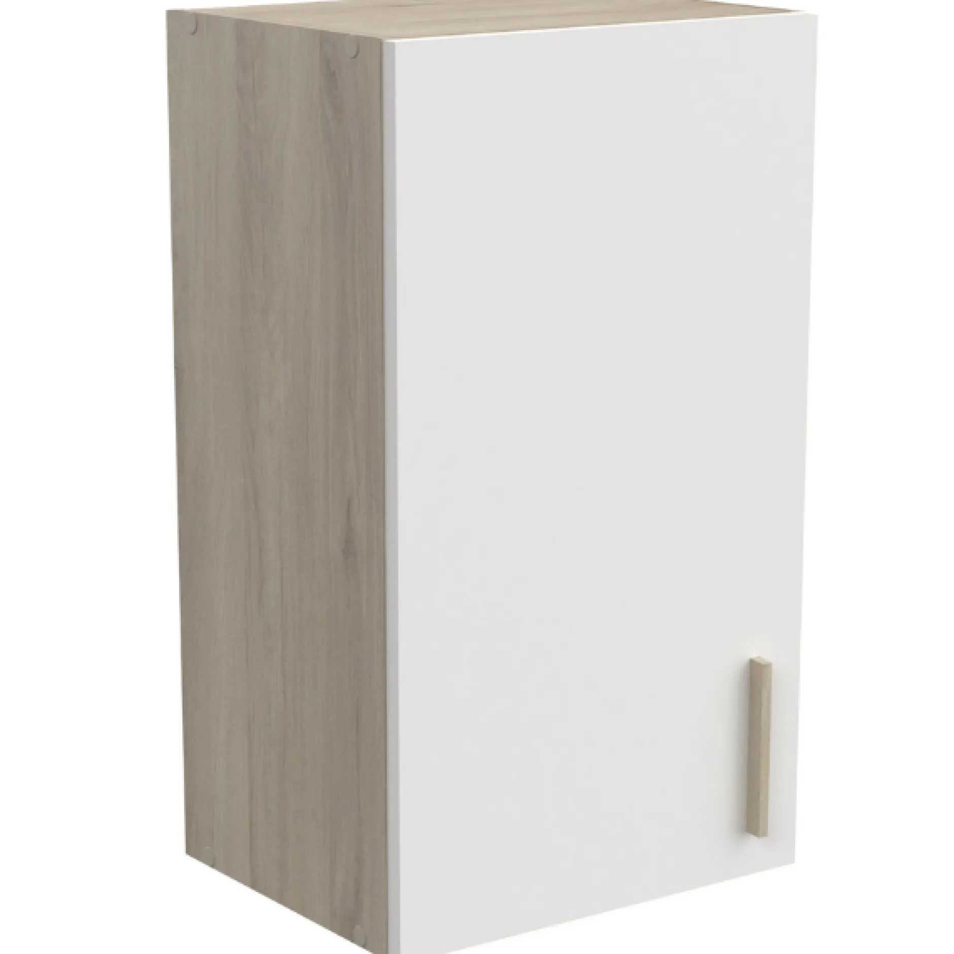 Romanie 40 cm Kleiderschrank 1 Drehtür und 1 Einlegeboden Kronberg Eiche/Mattweiß