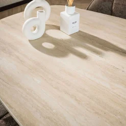 Romano Danish Oval Esstisch 215 cm / 3D Keramik Travertin