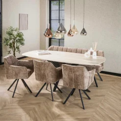 Romano Danish Oval Esstisch 215 cm / 3D Keramik Travertin