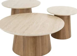 Romano Runder Keramischer Travertin Couchtisch Set/3