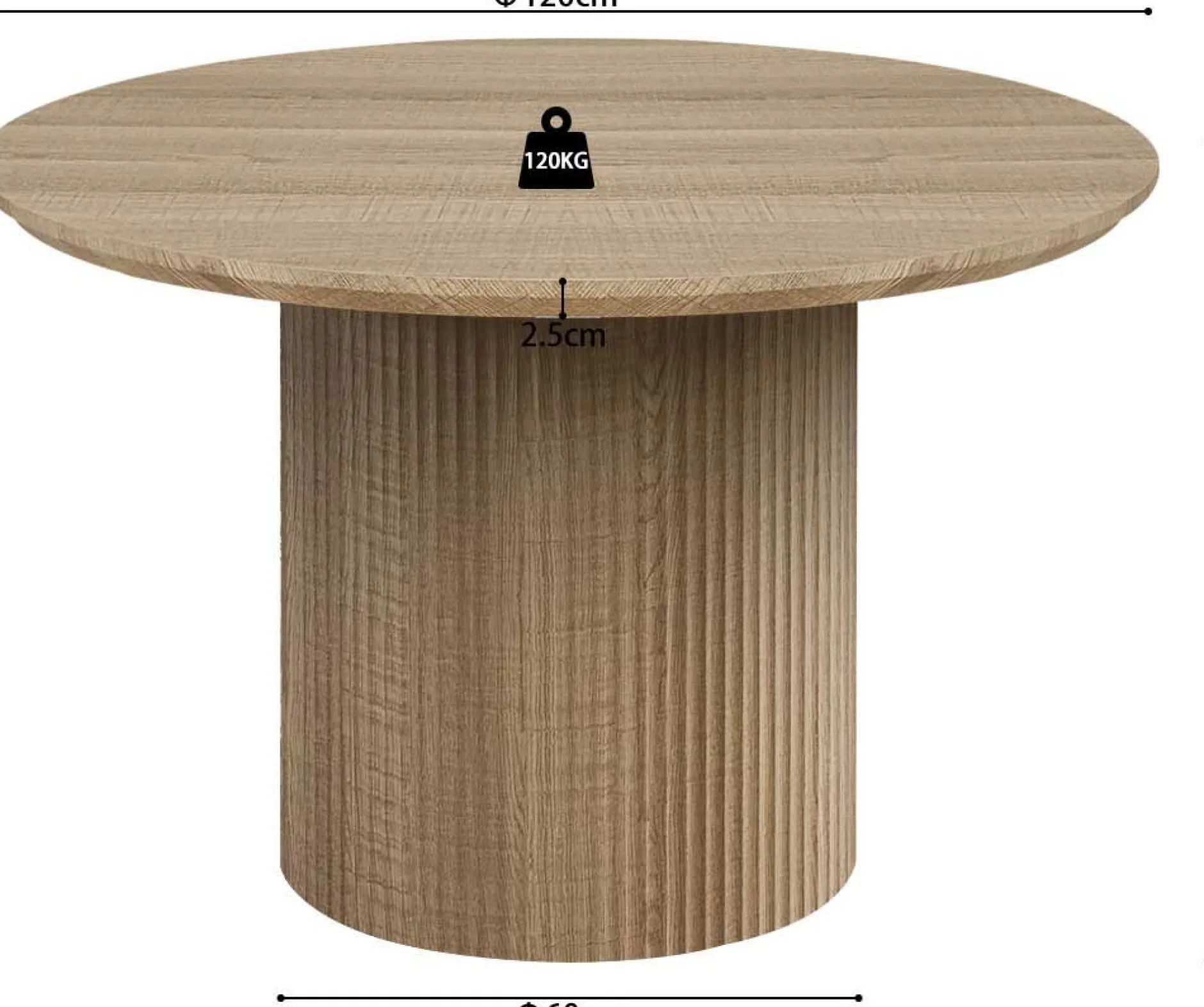 Runder Esstisch Lagos - Ø120x76cm - Eiche Dekor
