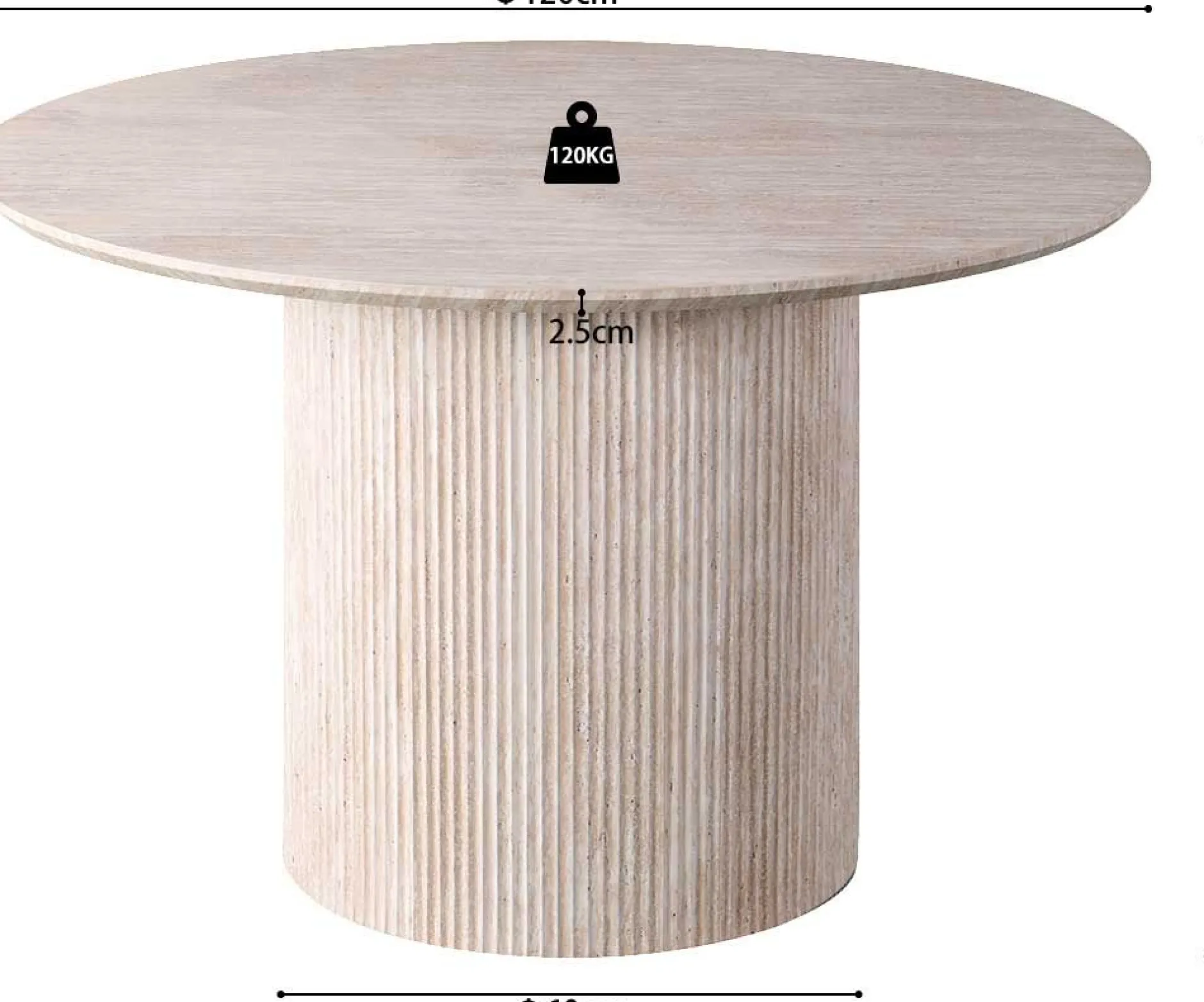 Runder Esstisch Lagos - Ø120x76cm - Travertin