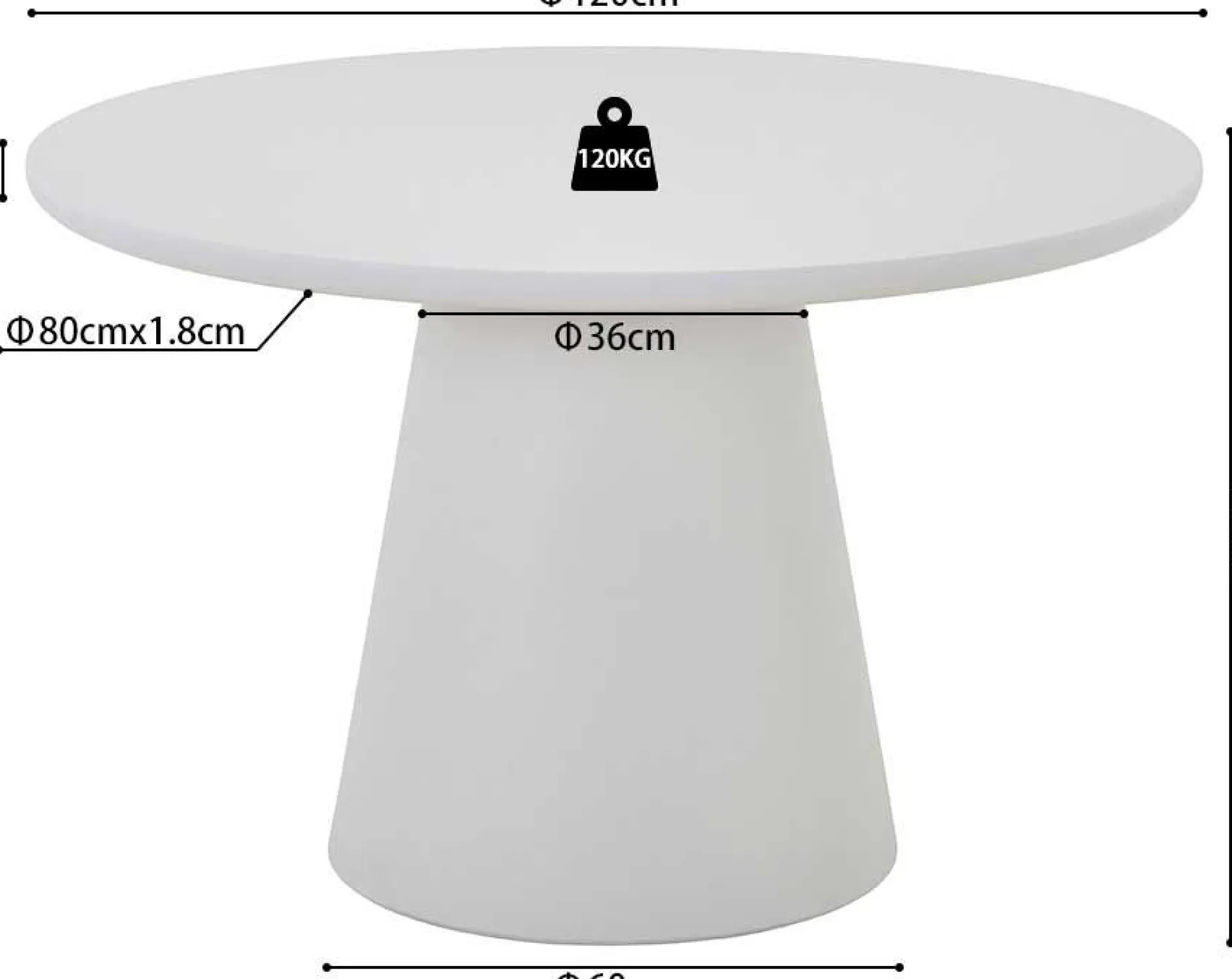 Runder Esstisch Tavares - Ø120x77cm - ecru