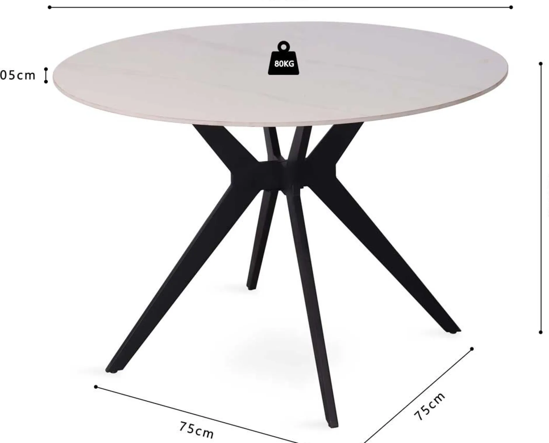 Runder Tisch Apollo | Ø110 x 76 cm | Weiß