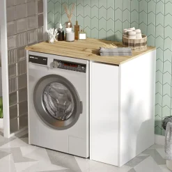 SA1 Badezimmerschrank | 100 % MELAMIN | Walnuss, Weiß
