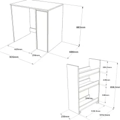 SA1 Badezimmerschrank | 100 % MELAMIN | Walnuss, Weiß