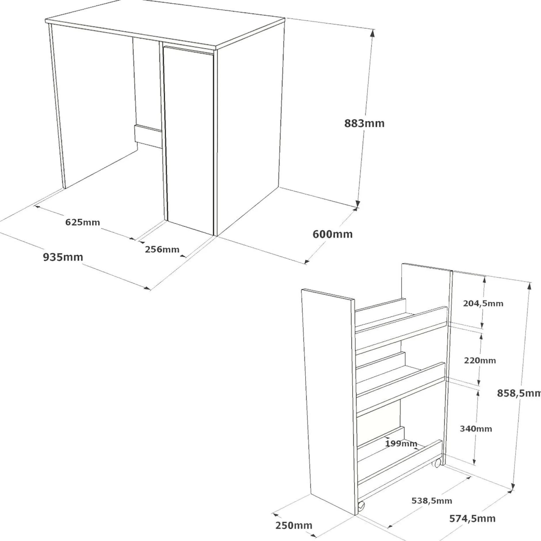 SA1 Badezimmerschrank | 100 % MELAMIN | Walnuss, Weiß