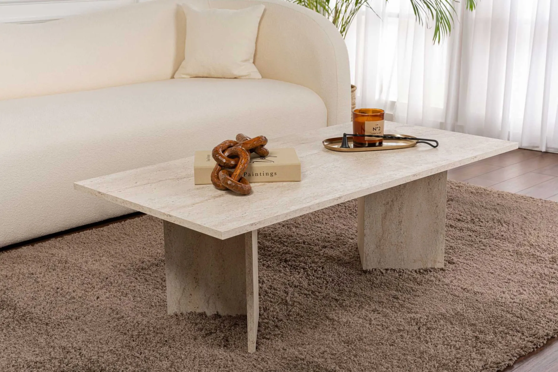 Sabin Couchtisch | 100 % MELAMIN | Travertin