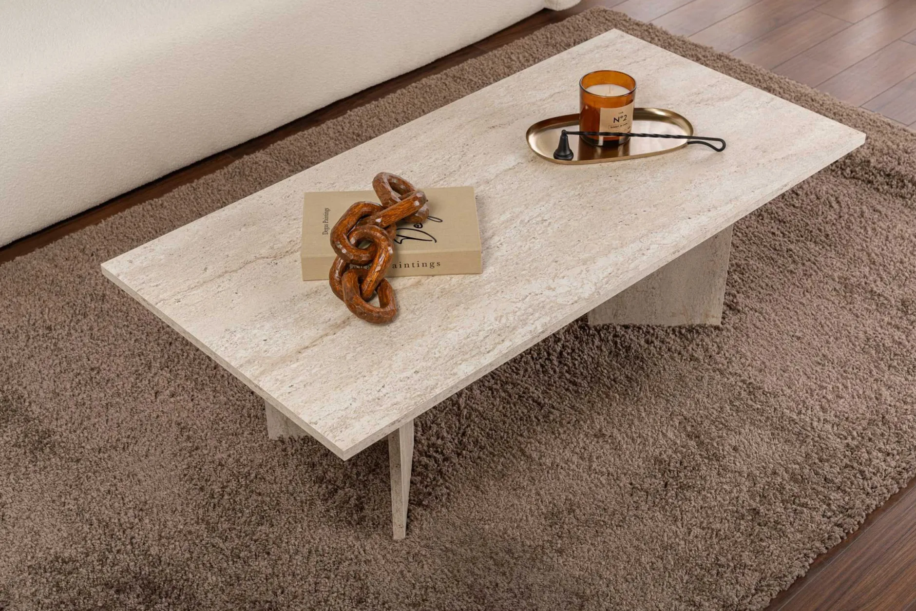 Sabin Couchtisch | 100 % MELAMIN | Travertin