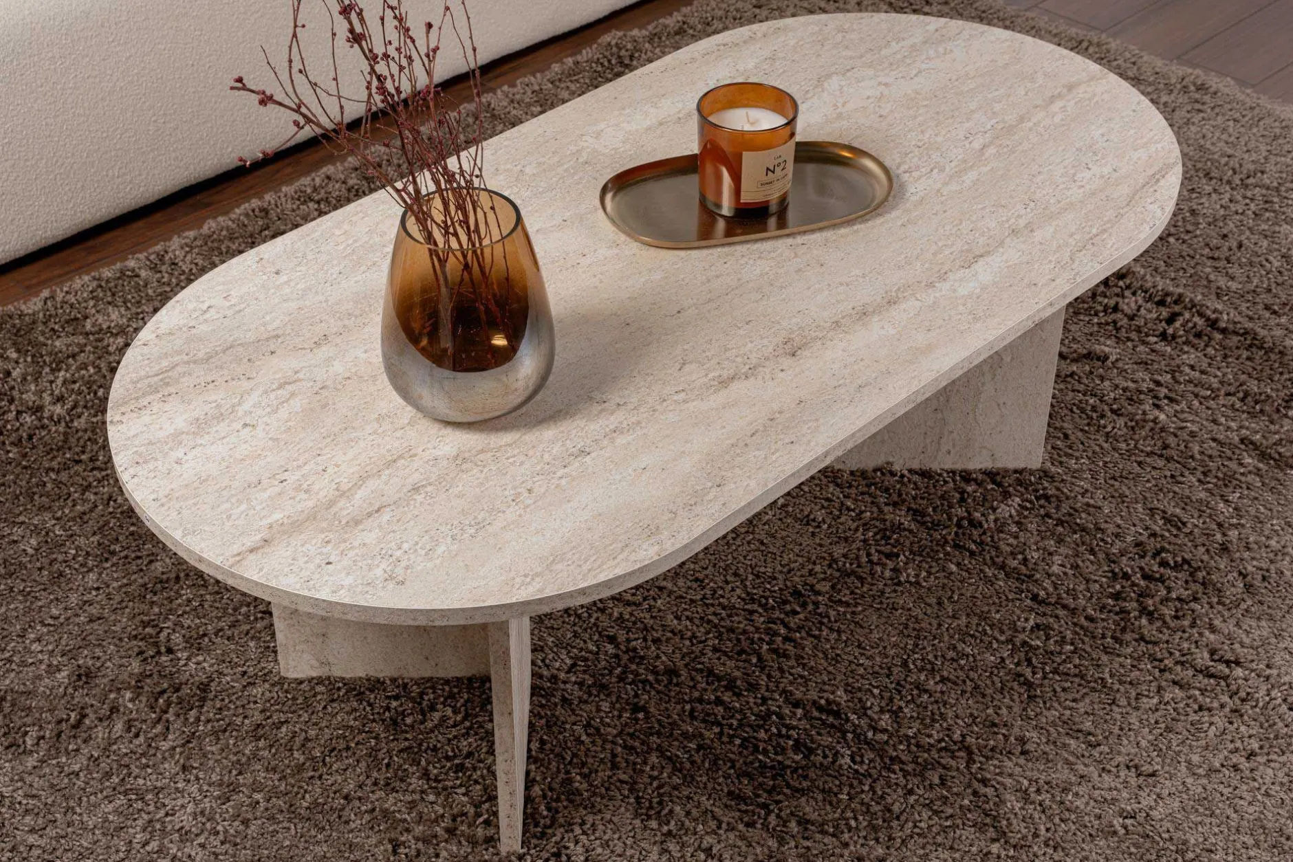 Sable Couchtisch | 100 % MELAMIN | Travertin