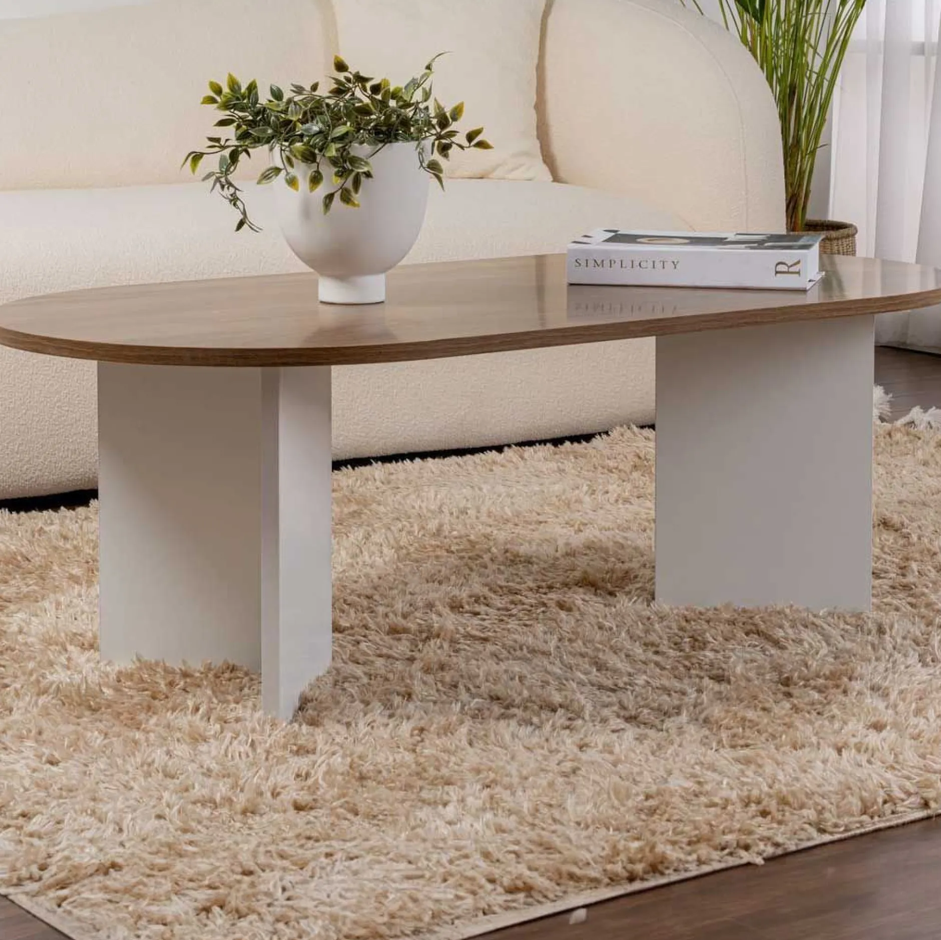 Sable Couchtisch | 100 % MELAMIN | Walnuss, Weiß