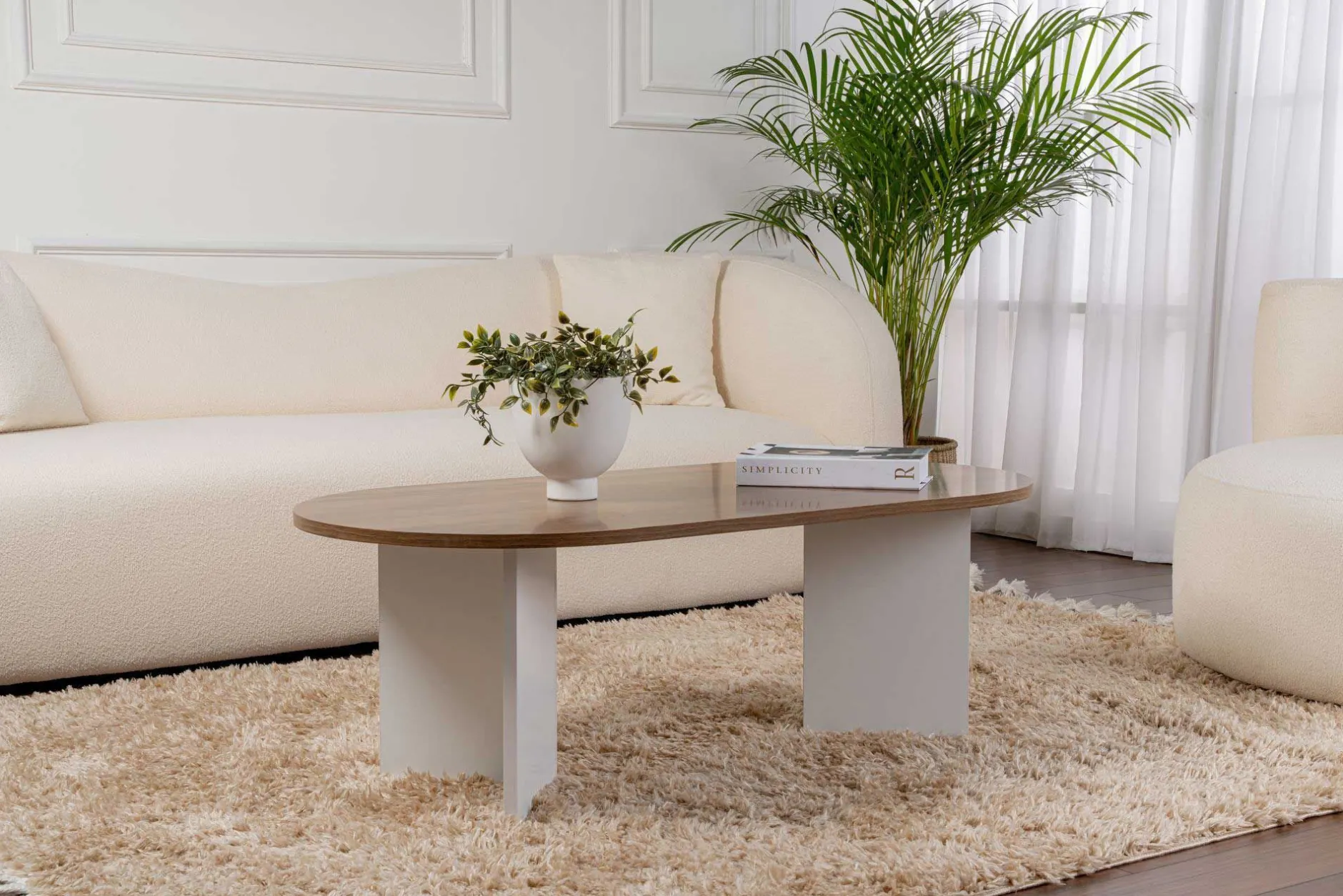 Sable Couchtisch | 100 % MELAMIN | Walnuss, Weiß