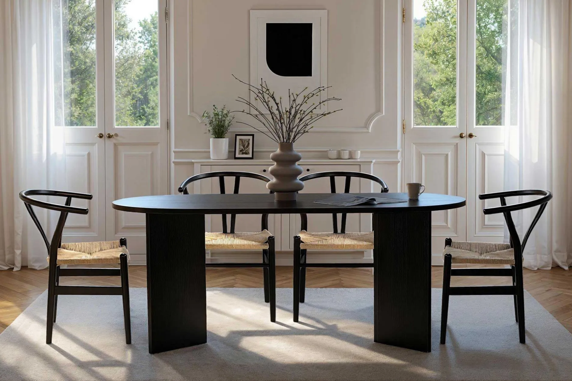 Sablin Esstisch | 100% MELAMIN | Holz Schwarz