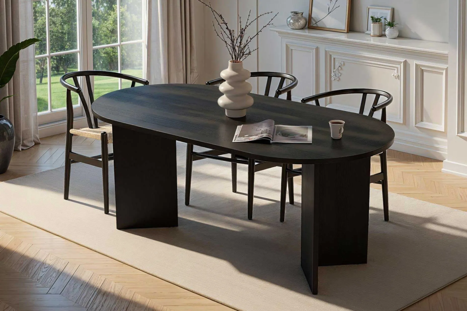 Sablin Esstisch | 100% MELAMIN | Holz Schwarz