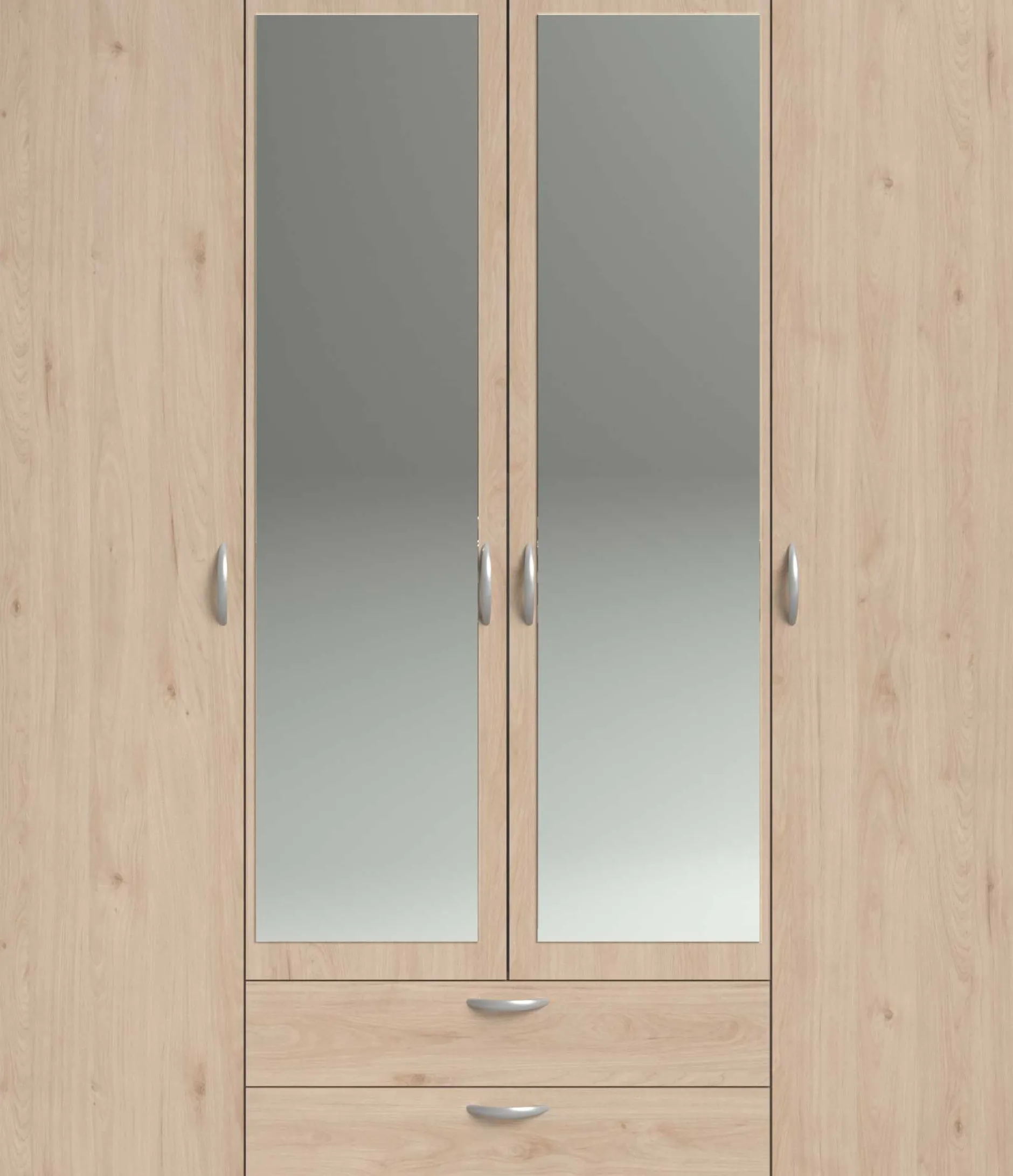 Salvador Kleiderschrank mit Spiegel, 4 Türen und 2 Schubladen - jackson oak