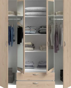 Salvador Kleiderschrank mit Spiegel, 4 Türen und 2 Schubladen - jackson oak