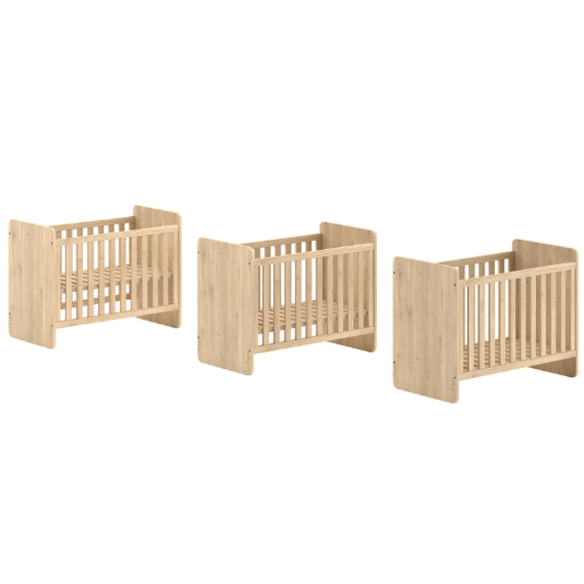 SammieBabyzimmer : Ausziehbares Bett, Kommode mit Wickeltisch - Eichendekor