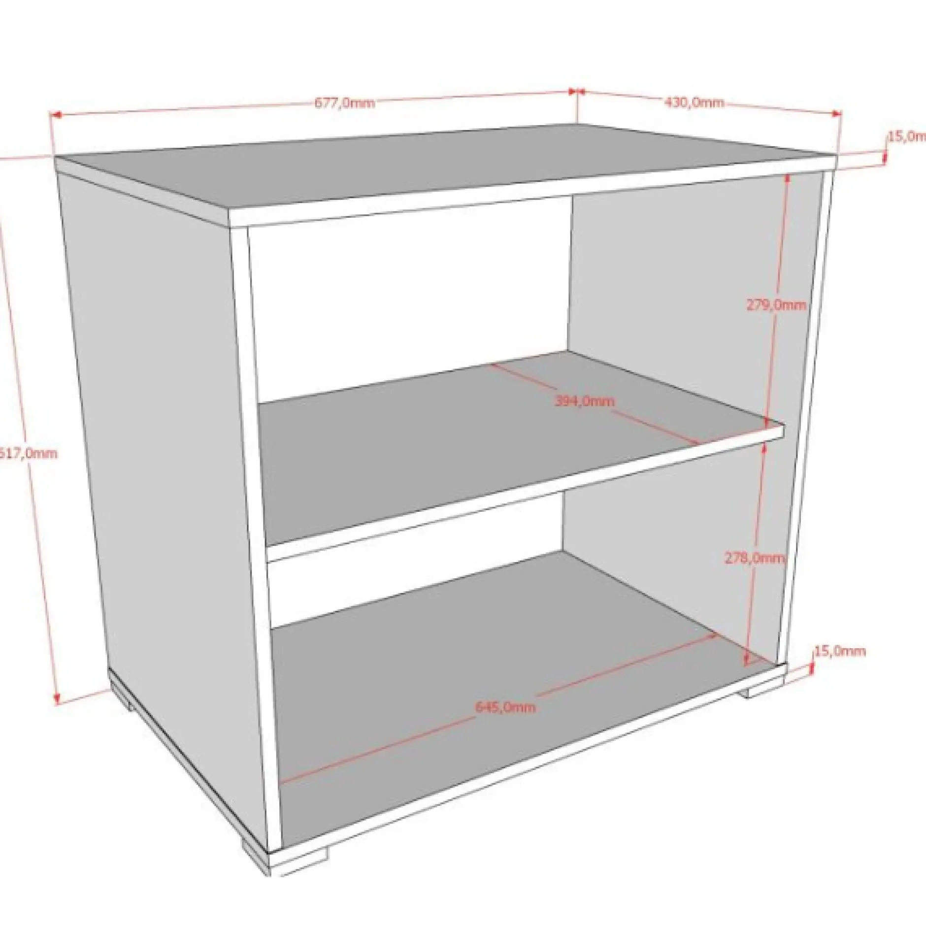 Sammie Bücherregal 68x43x62cm - mit 1 Fachboden - weiß