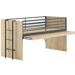Sammie Halbhochbett 90x200cm - mit Schreibtisch und Kommode - Eiche Dekor