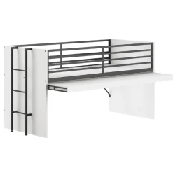 Sammie Halbhohes Bett 90x200cm - mit Schreibtisch und Stauraum - weiß