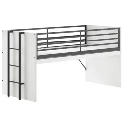 Sammie Halbhohes Bett 90x200cm - mit Schreibtisch und Bücherregal - weiß