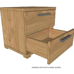 SammieJugendzimmer : Bett 90x200cm, Nachttisch, Kleiderschrank - Eiche Dekor