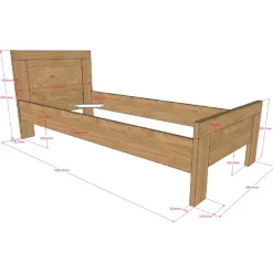 Sammie Jugendzimmer : Bett 90x200cm, Nachttisch - Eiche Dekor