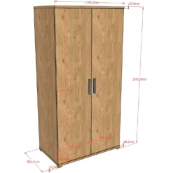 SammieJugendzimmer : Bett 90x200cm, Nachttisch, Kleiderschrank - Eiche Dekor