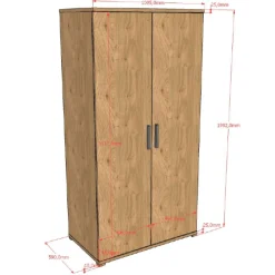 Sammie Kleiderschrank - 100x59x199cm - 2 Türen - Eiche Dekor