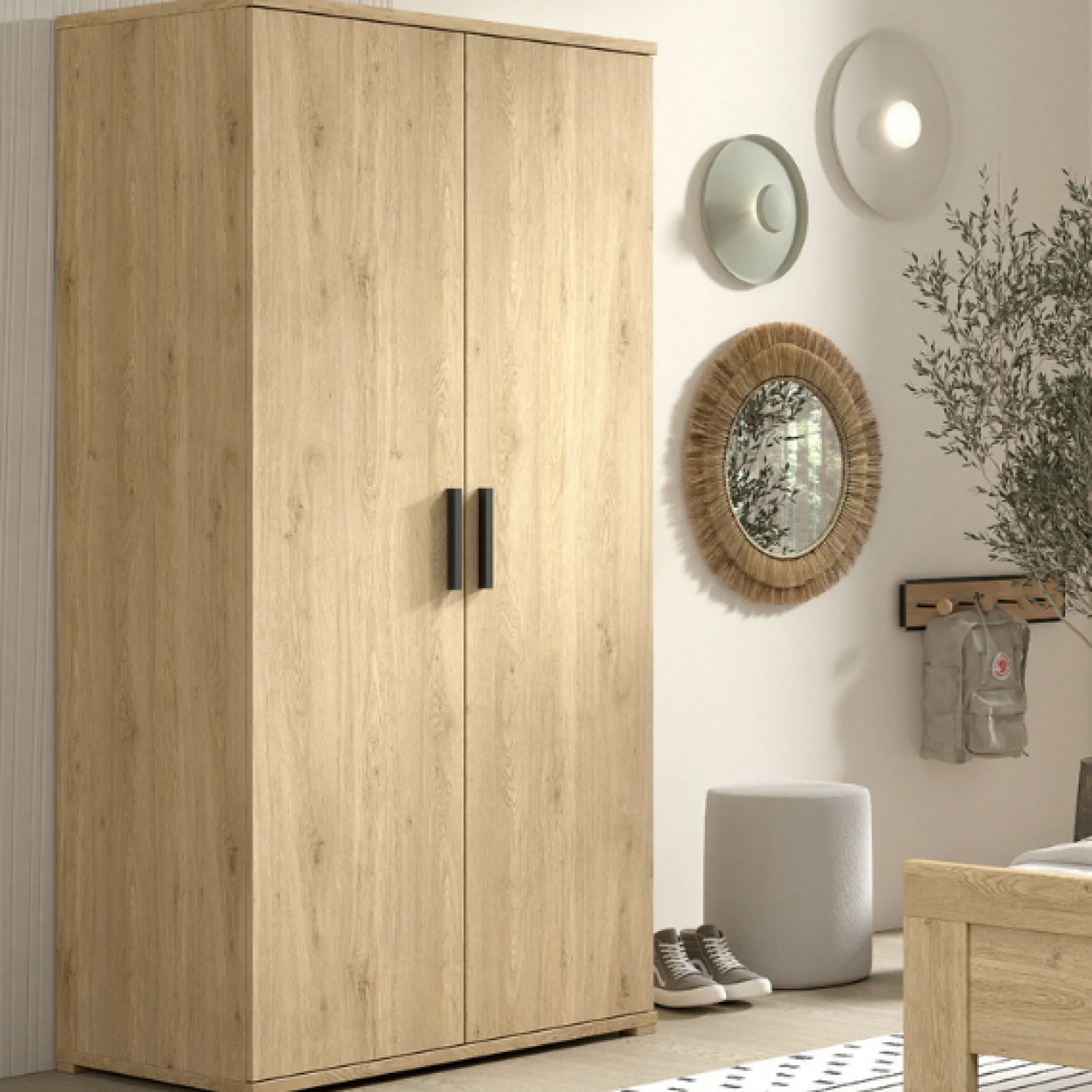 Sammie Kleiderschrank - 100x59x199cm - 2 Türen - Eiche Dekor