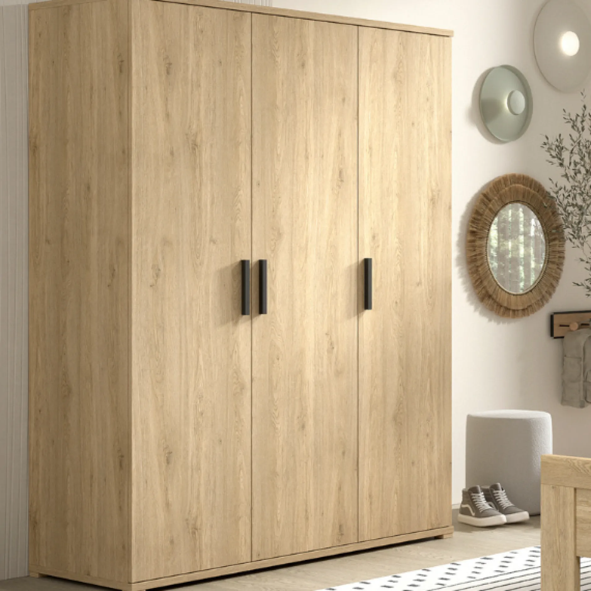 Sammie Kleiderschrank - 150x59x199cm - 3 Türen - Eiche Dekor