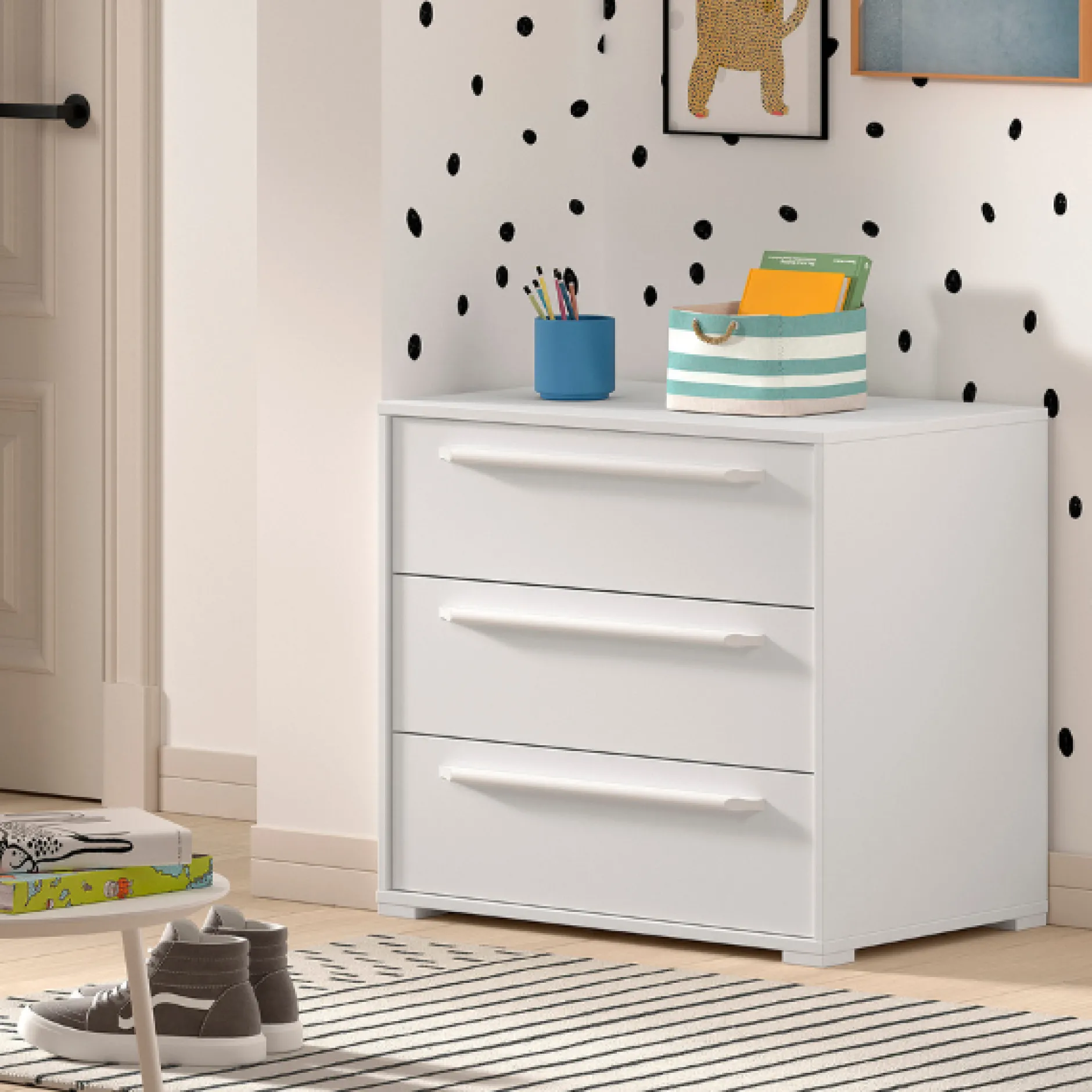 Sammie Kommode 68x43x61cm - 3 Schubladen - weiß