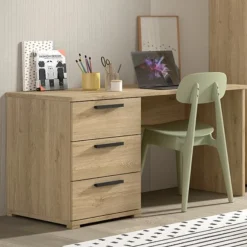 Sammie Schreibtisch - 140x65x74cm - mit drei Schubladen - Eiche Dekor