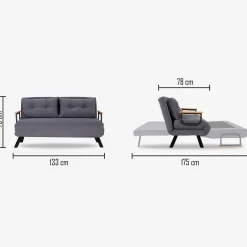 Sando 2-Sitzer-Schlafsofa | Metallrahmen | Petrolgrün