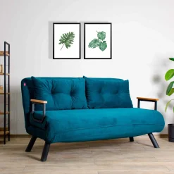 Sando 2-Sitzer-Schlafsofa | Metallrahmen | Petrolgrün