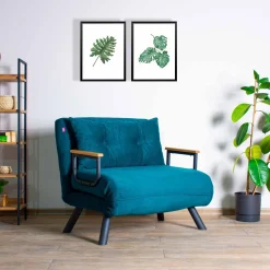 Sando 1-Sitzer-Schlafsofa | Metallrahmen | Petrolgrün