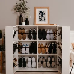 Satinweißer Schuhschrank