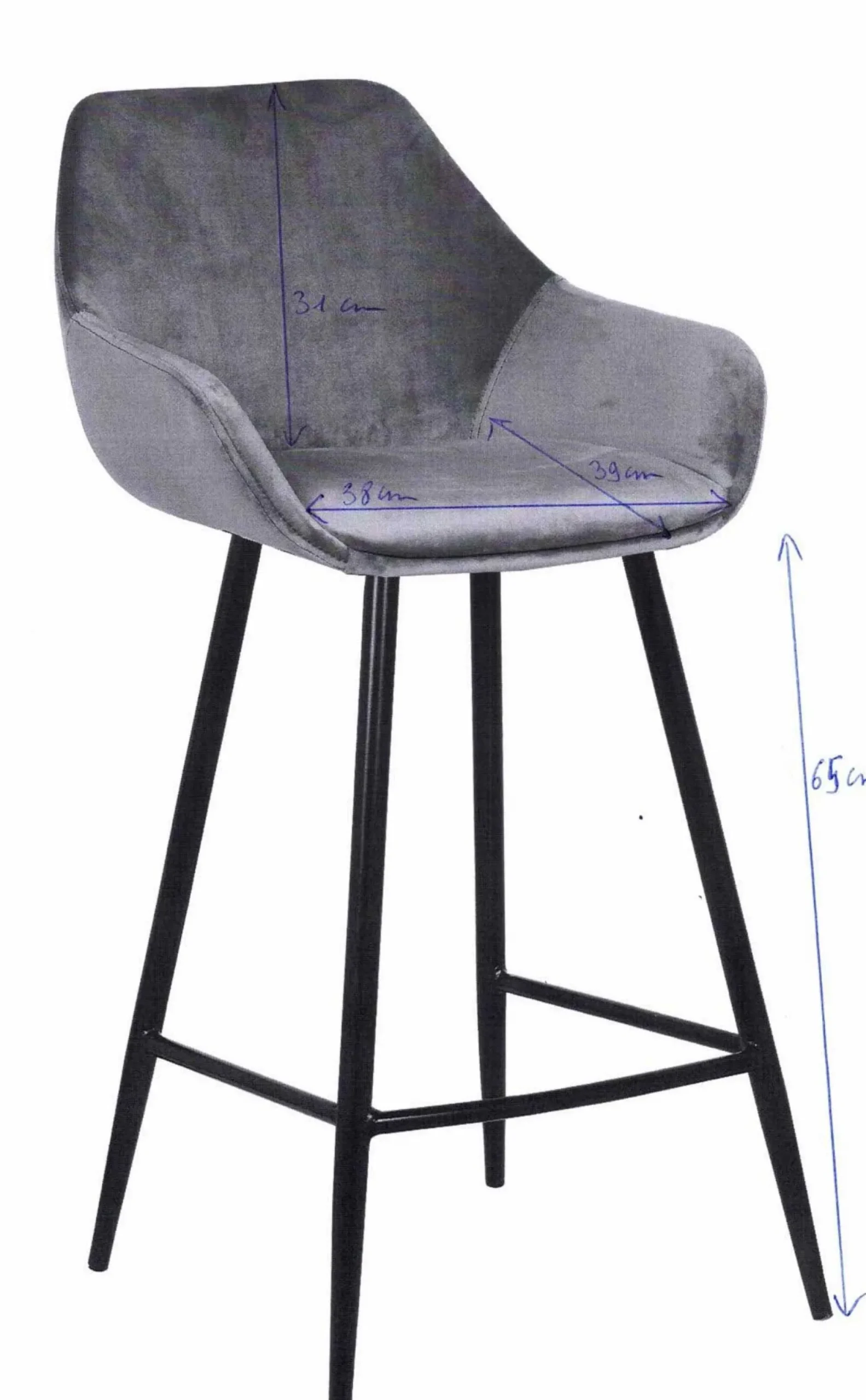 Satz von 2 Barhockern Amman 65cm - grau