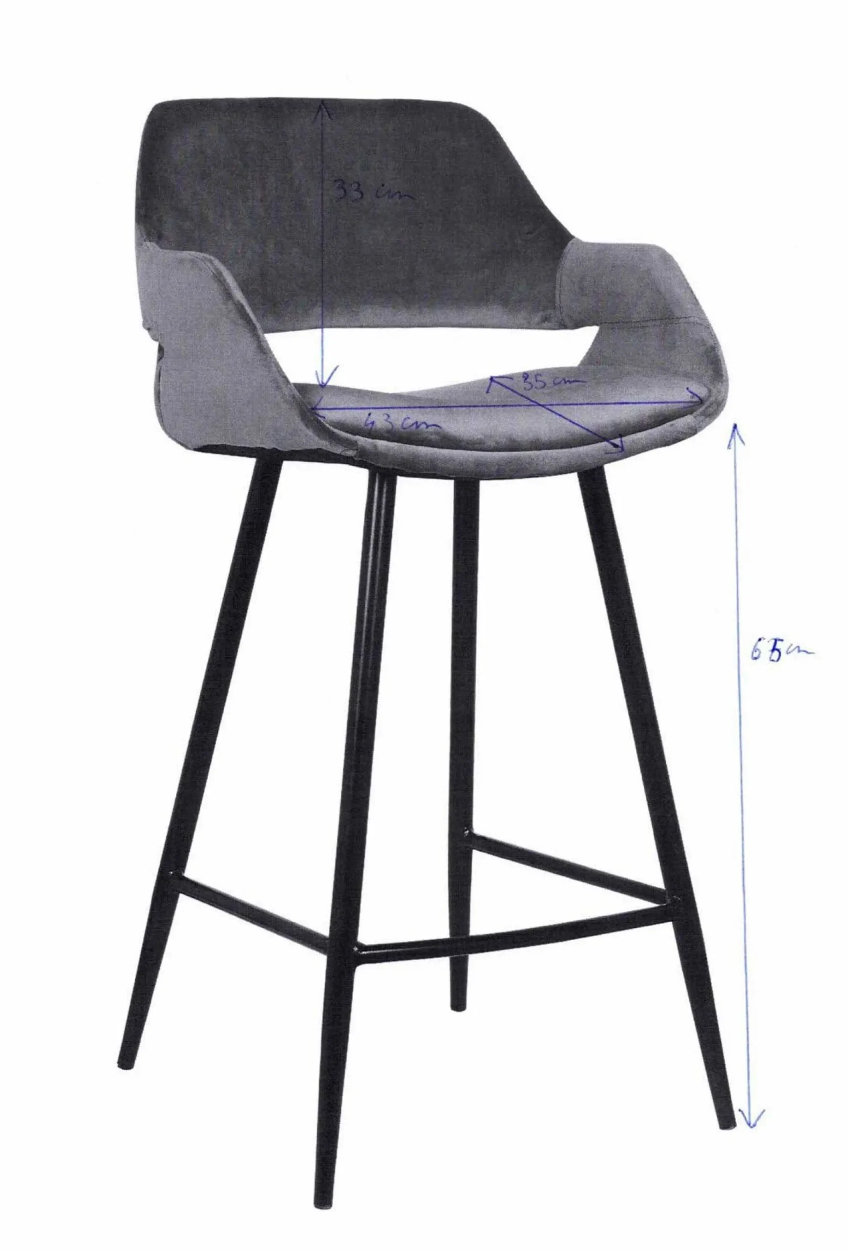 Satz von 2 Barhockern Erika 65cm - grau