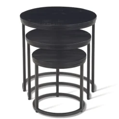 Satz von 3 Couchtischen Amana Ø 45 cm-schwarzes Magnolienholz