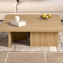 Satz von 2 Couchtischen Arallo - 120x120x38cm - Eiche Dekor