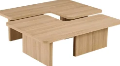 Satz von 2 Couchtischen Arallo - 120x120x38cm - Eiche Dekor